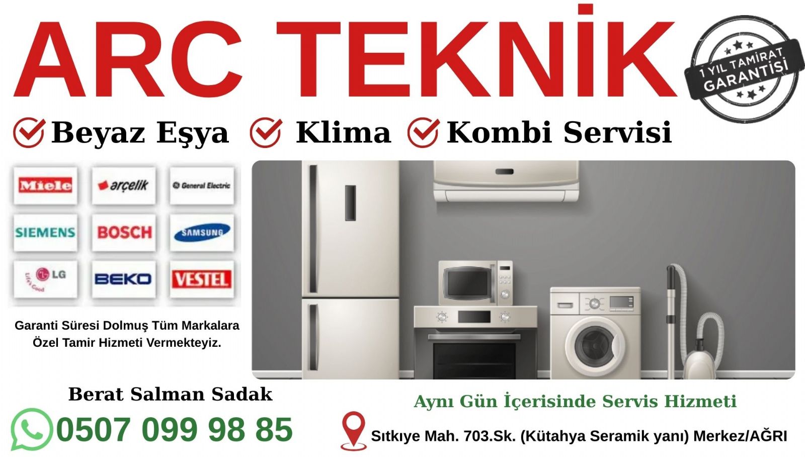 Ağrı Arçelik Servisi
